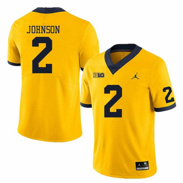 Mens Michigan Wolverines #2 Will Johnson Yellow Stitched Jersey Dzhi